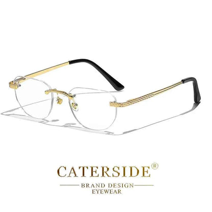 CATERSIDE New Retro Rimless Sunglasses Men Pilot Cupronickel Frame Brand Design Sun Glasses Women Festival Party Travel Eyewear
