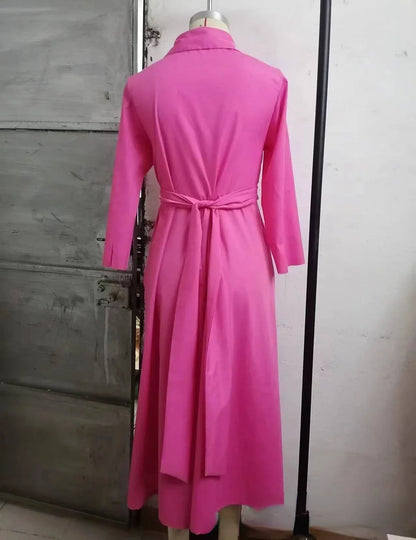 2023 Spring Summer Dresses for Women Lapel Solid Strap Long Sleeve Dress White Dress Women Clothing Streetwear Evening Dresses