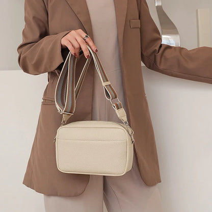 Fashion Hit Color Shoulder Bags for Women Female PU Leather Crossbody Messenger Bags Small Handbag Wide Strap Purse