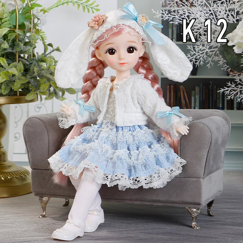 30cm Bjd Dolls Princess Full Set 1/6 Anime Bjd With Clothes 23 Joint Movable Body 3D Eyes Girls Dress Up Birthday Gifts Toys