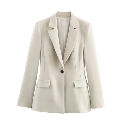 KONDALA 2026 Spring Summer Elegant Office Lady Solid Suits Fashion Slim Single Button Shrug Blazers Chic Zipper Flare Pants