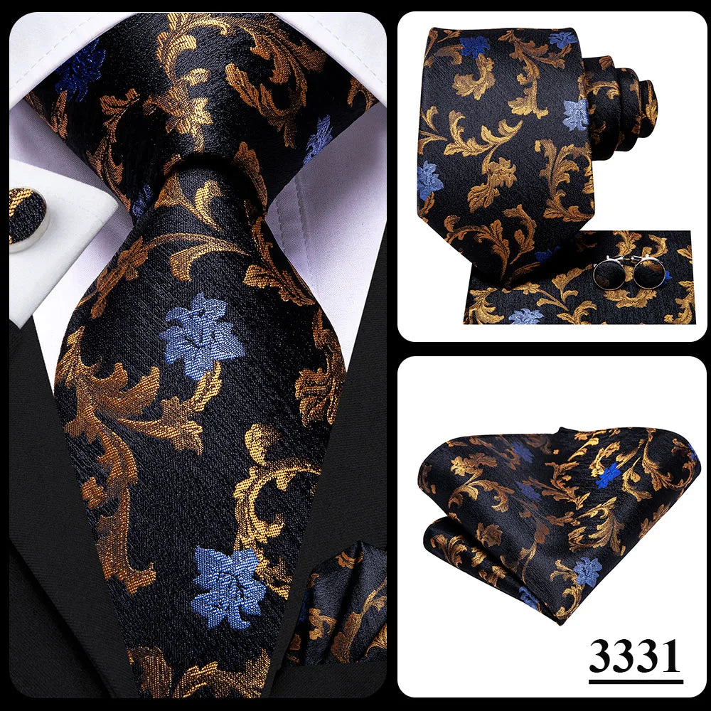 Hi-Tie Designer Silk Wedding Tie For Men Blue White Plaid Handky Cufflink Set Fashion Necktie For Men Business Party Wholesale