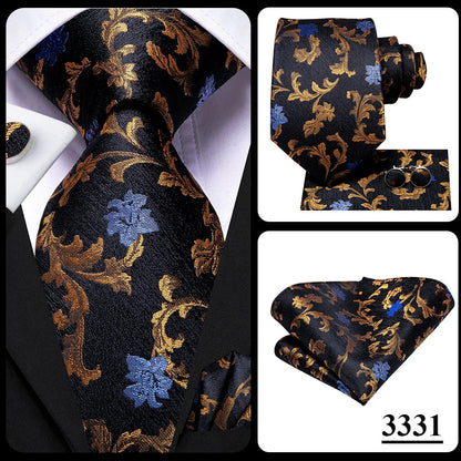 Hi-Tie Designer Silk Wedding Tie For Men Blue White Plaid Handky Cufflink Set Fashion Necktie For Men Business Party Wholesale