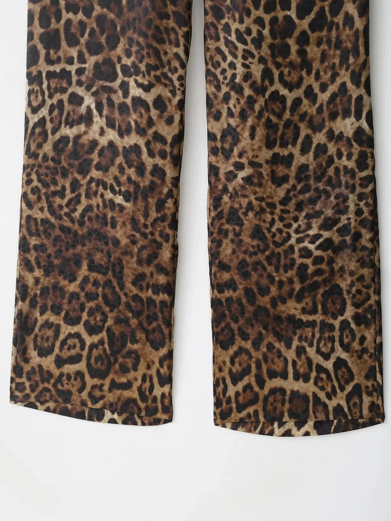 KONDALA Vintage Leopard Print Women Suits V Neck Sashes Long Sleeve Oversized Blazer+Wide Leg Pants Fashion 2025 Autumn Suits
