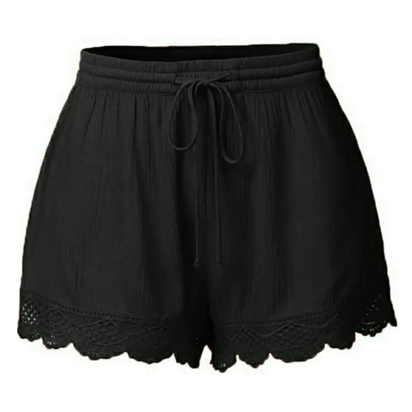 Women Lace Up Shorts Summer Casual Elastic Waist Wide Leg Sweat Fitness Running Short 2024 High Quality Thick Fabric Mini Shorts