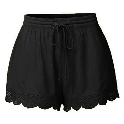 Women Lace Up Shorts Summer Casual Elastic Waist Wide Leg Sweat Fitness Running Short 2024 High Quality Thick Fabric Mini Shorts