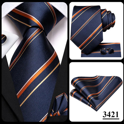Hi-Tie Designer Silk Wedding Tie For Men Blue White Plaid Handky Cufflink Set Fashion Necktie For Men Business Party Wholesale