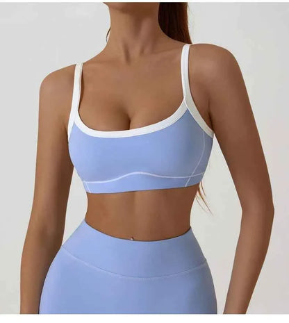 Women's Shock-Absorbing Sports Bra – Color Block Full Cup Breathable Gym & Yoga Tube Top