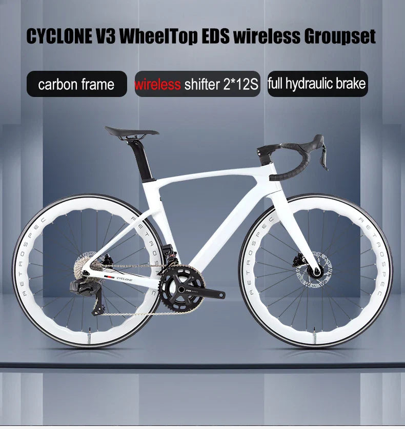 Twitter Full Carbon Road Bike Wireless Electronic Shifting WheelTop EDS TX 2X12 Speed Hydraulic Disc Brake Adult Men's Bicycle