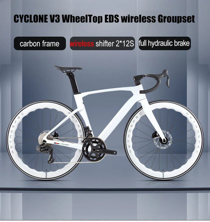 Twitter Full Carbon Road Bike Wireless Electronic Shifting WheelTop EDS TX 2X12 Speed Hydraulic Disc Brake Adult Men's Bicycle