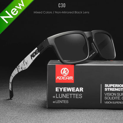 KDEAM Square Men's Polarized Sunglasses Outdoors Lifestyle Coating Sun Glasses New Matching Colors With Box