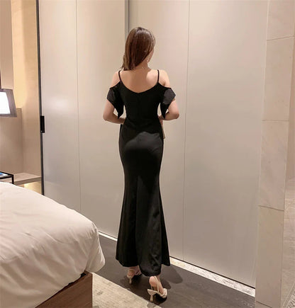 Spring Women Red Evening Party Dresses Short Sleeve V Neck Fit And Flare Long Maxi Summer Dress Lady Prom Gown Robe Longue Femme