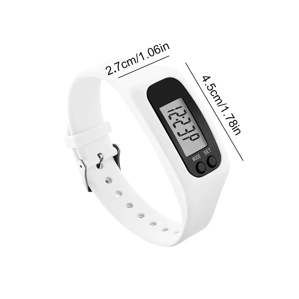 LED Pedometer Fitness Bracelet – Step Counter, Calorie Tracker, 12/24H Clock, 3 Colors