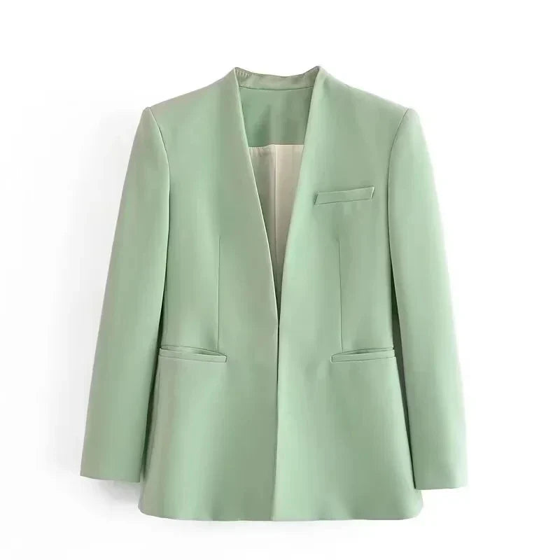 KONDALA Office Lady Beige Women Suits Long Sleeve V Neck Oversized Blazer+High Waist Wide Leg Pants Fashion 2025 Vintage Sets