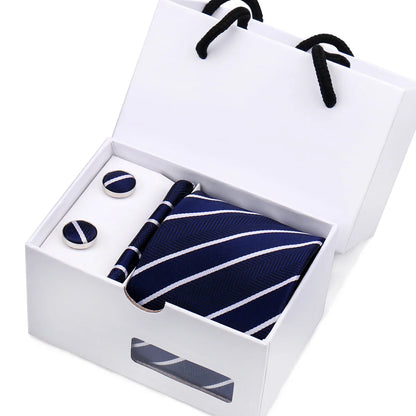 Mens Tie Set In A Box Paisley Ties For Men Gifts Luxury Necktie Pocket Square Cufflinks Wedding Business Formal Suit Tie