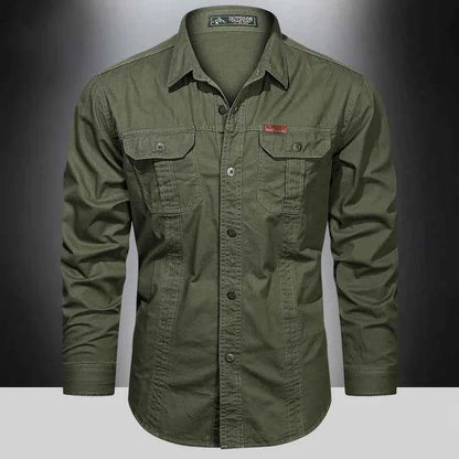 2024 Spring Cotton Cargo Shirt for Men Long Sleeve Multi-Pocket Shirts Outdoor Casual Clothing High Quality Military Overshirt
