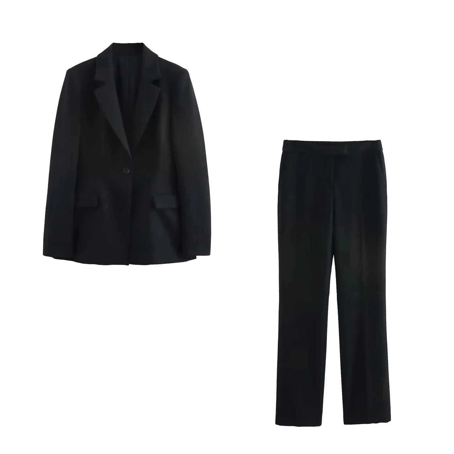 KONDALA 2026 Spring Summer Elegant Office Lady Solid Suits Fashion Slim Single Button Shrug Blazers Chic Zipper Flare Pants