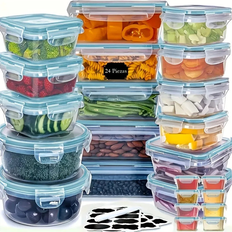 48-Piece BPA-Free Airtight Food Storage Set – 24 Containers & Lids with Labels