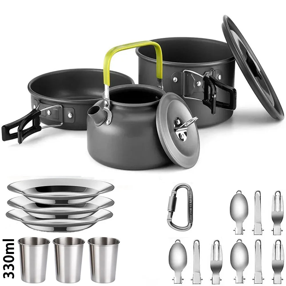 Aluminum Camping Cooking Set – Nonstick, Lightweight, Serves 2–3, 2 Package Options