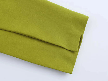 KONDALA 2025 Fall Winter Elegant Green Office Lady Suits Fashion Sashes Shrug Single Breasted Straight Blazers Chic Flare Pants