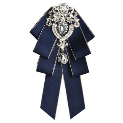 Fashion Handmade Bow Tie Wedding Collar Luxury Rhinestone Bowtie Necktie Brooch Pocket Towel Square Set Gift for Men Accessories
