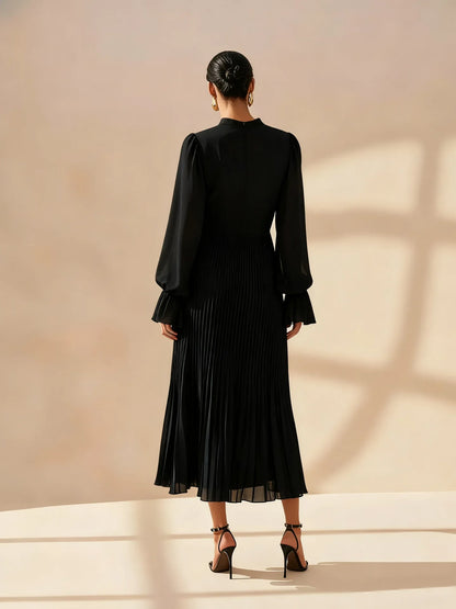 Elegant Ruffle Long Sleeve Dress for Women Chic Spring Summer Layered A Line Dress Lady Pleated Verstidos Prom Party Gowns