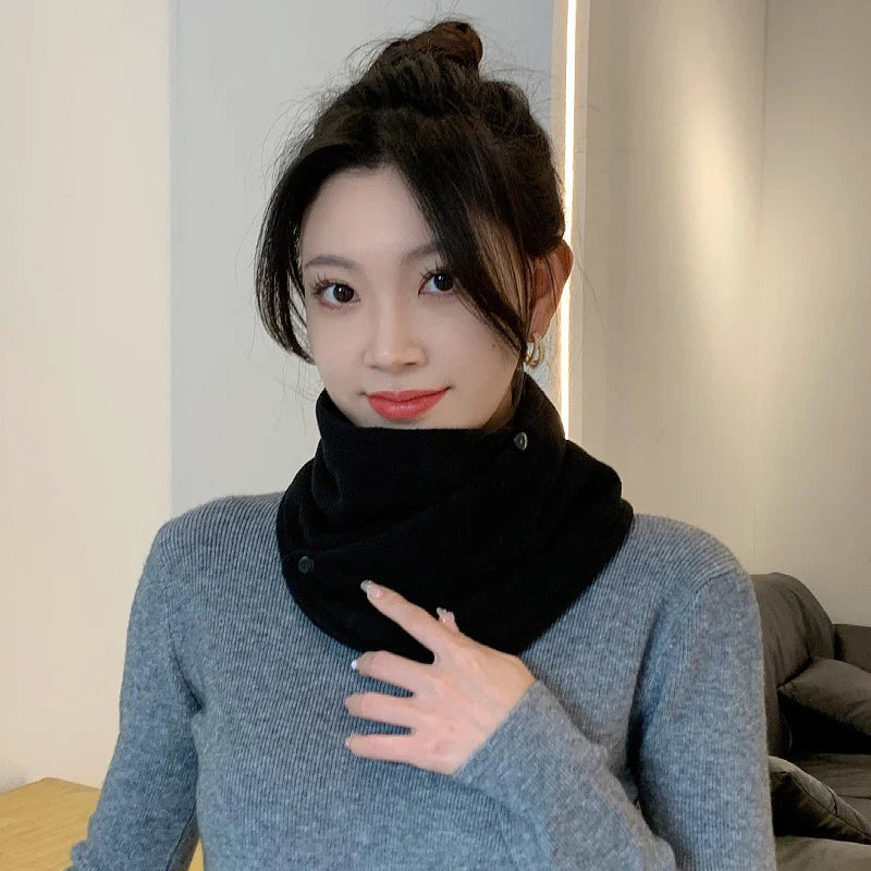 Lamb Fleece Women Scarves Winter Warm Fake Collar Scarf Solid Color Plush Bib Snood Female Windproof Wrap Neck Protection Polar