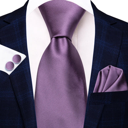 Hi-Tie Light Purple Solid Silk Wedding Tie For Men Quality Hanky Cufflink Gift Necktie Set Fashion Novelty Designer Dropshipping