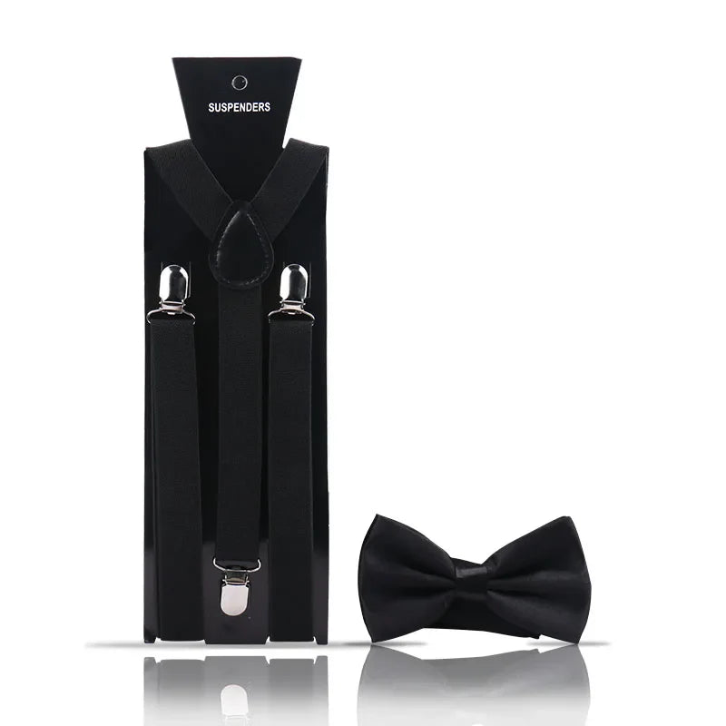 Elegant Fashion Adult Men's Suspenders And Bow Tie Two Pcs Set Harness Man For Pants Gentleman Suit Accessories Wedding Business