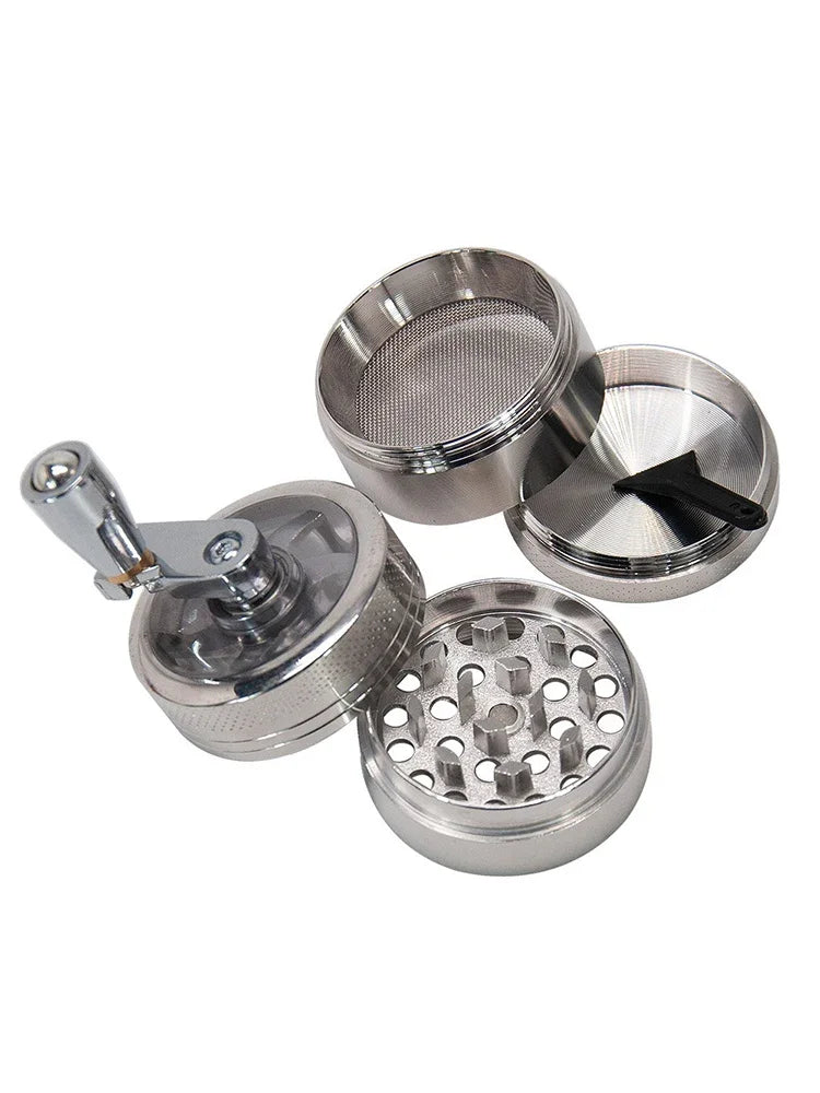4-Layer Herb & Spice Grinder – 40mm Zinc Alloy Manual Hand Crank Mill