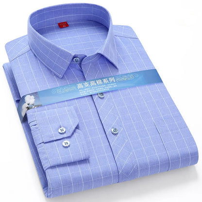 Plus Large 5XL 6XLsize Mens COTTON+Polyester NON-Iron Dress Shirt Regular Fit Soft Easy Care Smart Casual Purple Social Shirts