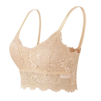 1PC Women Lace Bras Top Comfortable Bralette Solid Color Sexy Underwear Vest Female Hollow Out Wireless Lingerie Seamless Bra