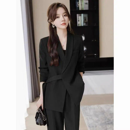 plus Size Wide Leg Pants Two Piece Set Big Brand Women's Spring Autumn New Sle Jaet And Pants Suit for Young Women 8-25