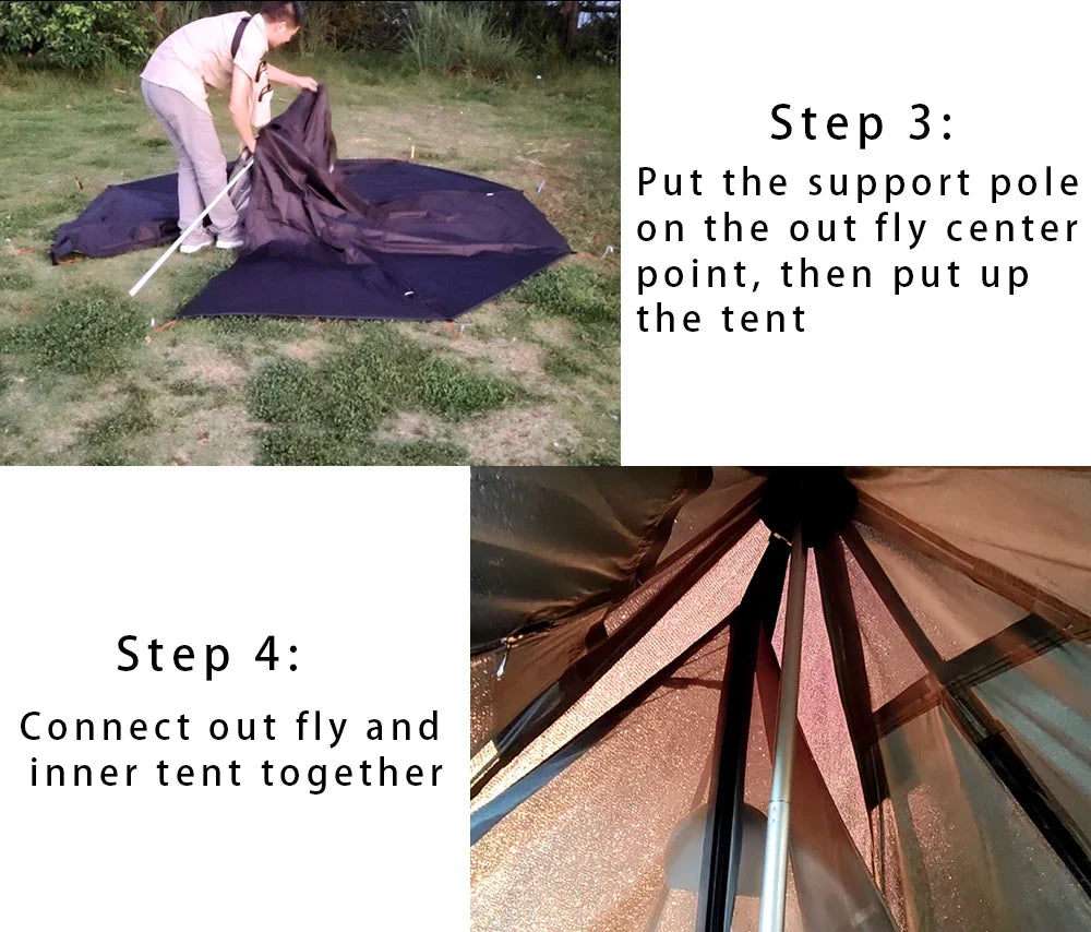 Camping Hot Tent with Chimney Window Outdoor Ultralight Tipi Teepee Tent Pyramid Double Layer Bushcraft 1 Person Tents Hot Tent