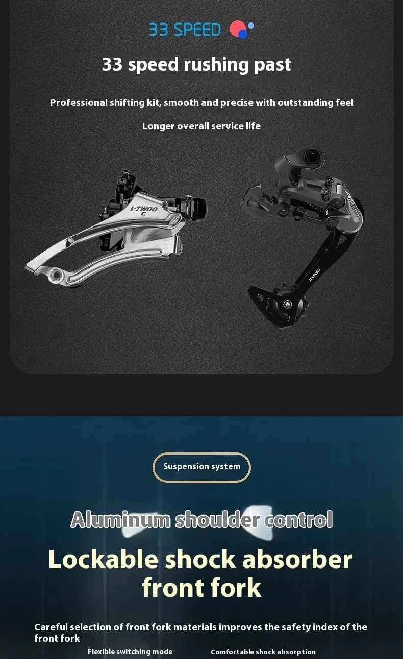 Magnesium Alloy26Inch mountain bike for adults men women, teenagers, and students33Speed Bike Disc Brake Shock Absorption