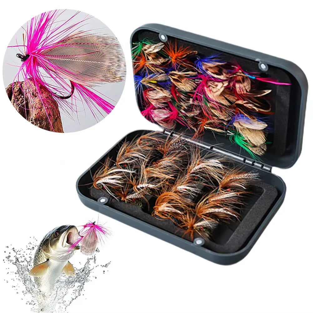 Artificial Fly & Insect Fishing Lure Set – 41 or 65 Pieces for Trout & Sea Bass