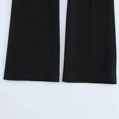 KONDALA 2026 Spring Summer Elegant Office Lady Solid Suits Fashion Slim Single Button Shrug Blazers Chic Zipper Flare Pants