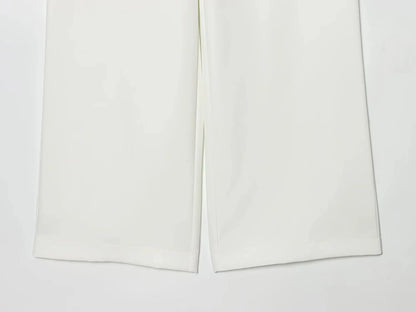 KONDALA Office Lady Chic White Women Blazer Suit Solid Long Sleeve Blazer Long Zipper Pants Fashion 2026 Spring Summer Suit