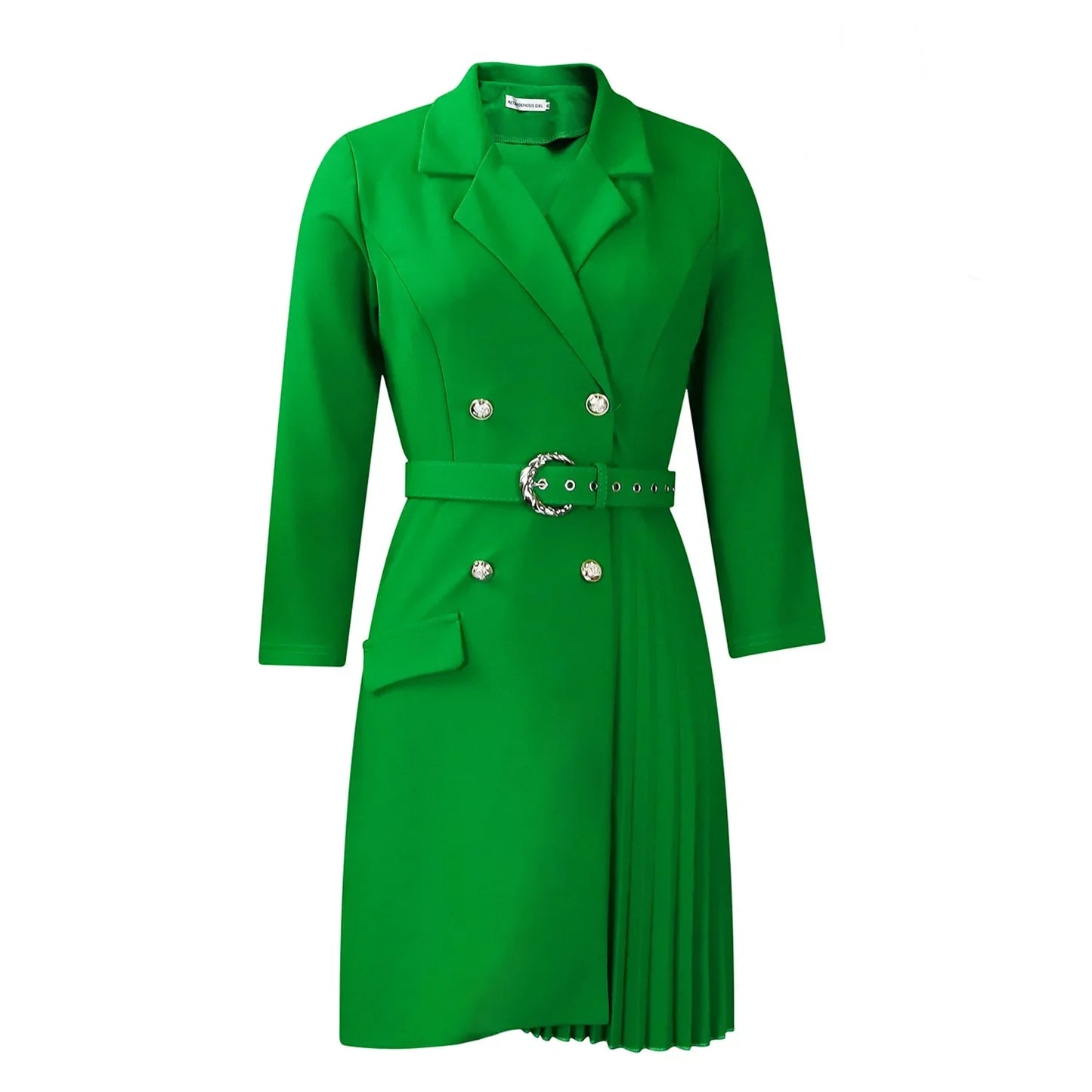 Elegant Dresses for Woman 2024 Autumn Winter New Trends Notched Collar Full Sleeve Sashes Pleated Mid Calf Solid Fashion Dress