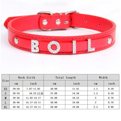 Personalized Dog Collar Bling Rhinestone DIY Names Puppy Cat Leather Collars Small Large Dog Necklace Free Name Pet Accessories