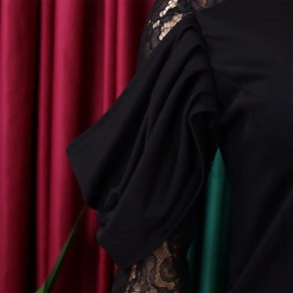 Sexy Bodycon Dresses for Women O Neck Lace Sleeve Sheath Package Hips Mid Calf Female Luxury Birthday Party Dinner Vestidos