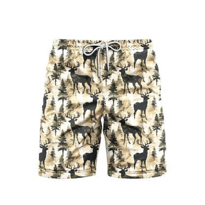 Men's Camo Tree Print Beach Shorts – Breathable Casual Outdoor Shorts 2025