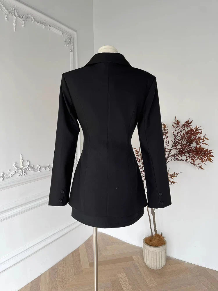 Korean Style Elegant Women 3 Piece Set Slim Blazer Coat + Design Blouse + Mini Skirt Y2k Harajuku Retro New Fashion Outfits 2025