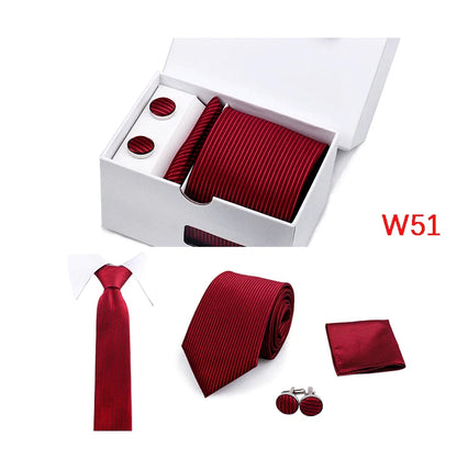 Mens Tie Set In A Box Paisley Ties For Men Gifts Luxury Necktie Pocket Square Cufflinks Wedding Business Formal Suit Tie