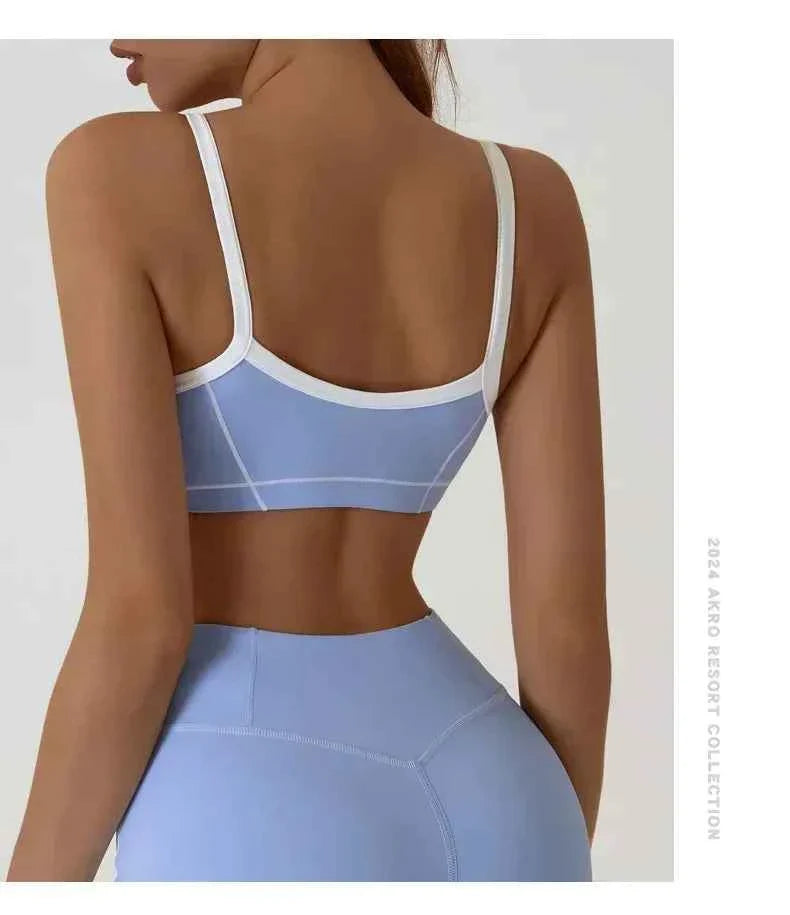 Women's Shock-Absorbing Sports Bra – Color Block Full Cup Breathable Gym & Yoga Tube Top