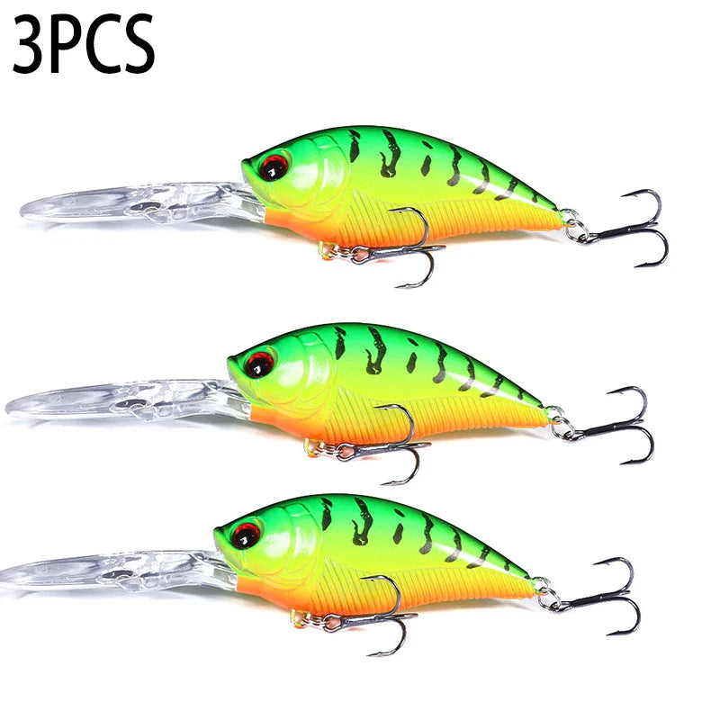 Crankbait Wobbler Fishing Lure – 12.5cm, 20.5g, ABS, 6# Treble Hook, Pike & Carp, 10+ Colors