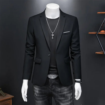 Boutique Fashion Suit Men's Slim Groom Wedding Suit Jacket Business Office Suit Casual Solid Color Suit Jacket