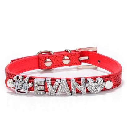 Customized Dog Id Collars Personalized Pet Name Pendant Rhinestone Cat Collar Anti-Lost Puppy Neck Strap Chihuahua Dog Supplies