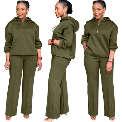 CM.YAYA Long Sleeve Women Set Loose Long Sleeve Hoodies Pant Suits 2024 Spring 2 Two Piece Sets Sporty Tracksuits Street Outfits