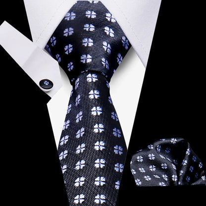 Elegant Ties For Men Gift Fashion Men Tie Set Striped Luxury Necktie Handchief Cufflinks 3 Pcs Business Wedding Suit Accessories